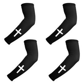 2 Pairs Faith Cross Arm Sleeves, Polyester Quick-Drying Religious Compression Arm Sleeves Sport Supplies for Men Women Running Cycling Baseball Basketball Football Outdoor Activities (Black)