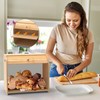 WRONWA Natural Bamboo Bread Box for Kitchen Countertop, Double Layer