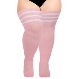Moon Wood Plus Size Thigh High Socks for Thick Thighs- Womens Knit Cotton Extra Long Over the Knee High Socks Leg Warmer