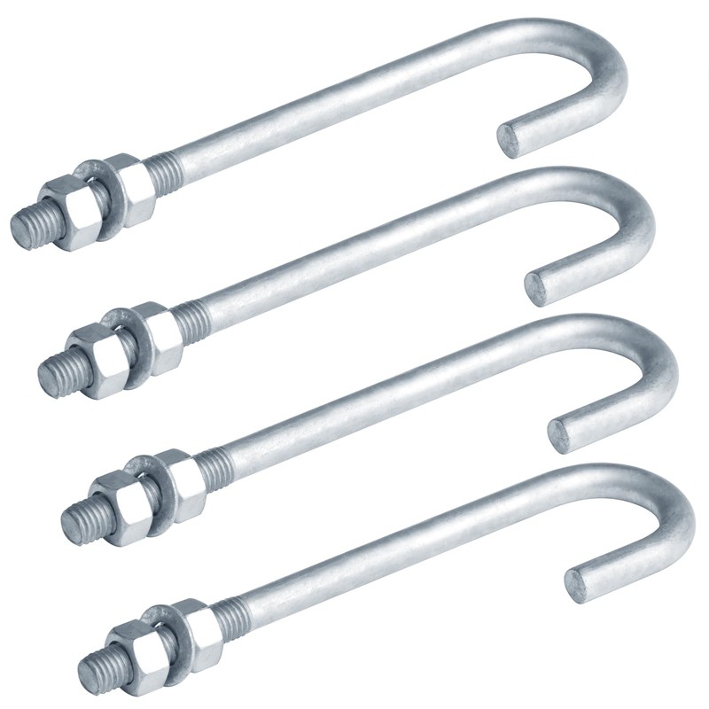 OTTFF 4 Pack 5/8"-11 x 9-7/8" J Bolt Anchor for