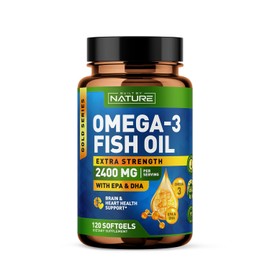 Built by Nature Cápsulas blandas de aceite de pescado Omega 3-2400 mg de aceite de pescado, 1440 mg de Omega 3, 864 mg de EPA, 576 mg de DHA -...     