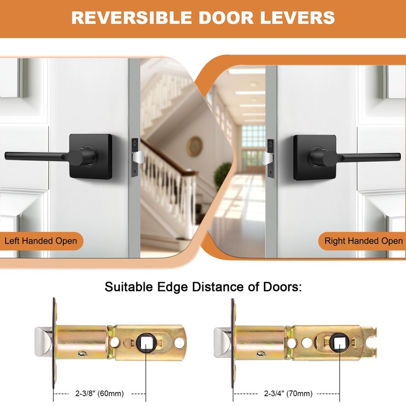 Probrico Square Black Passage Door Handle Heavy Duty Keyless Door