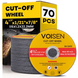 VOISEN Cut Off Wheels 4 1/2 Inch,70 PCS Angle Grinder Cutting Disc 4-1/2" x 1/21" x 7/8" Thin Metal & Stainless Steel Cutting Wheel,Grinder Blades Professional Fast Cutting Disc