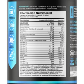 Vitaminas para Hombre, Multivitaminico de Hombre de 180 Capsulas Vitaminas y Minerales con Creatina, Arginina y BCAAs. Mens Blend B Life