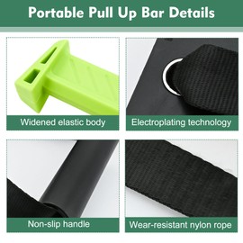 D01GZ Portable Pull Up Bar For Doorway, Travel Pull Up Bar For Home Fitness and Travel, No Assembly Required, Strong and Firm(Max330lb), Green