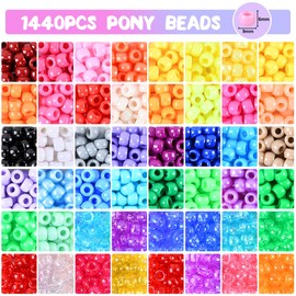 ANSHINE Pony Beads Kit - 2461pcs With 48 Colors, Letter and Clay Beads for Kids Bracelets Jewelry Making DIY Craft Kit With Elastic String, Hair and Friendship Bracelet Kit