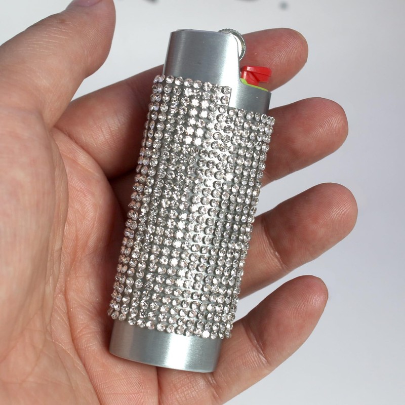HUMWE Bling Rhinestone Crystal Lighter Case Cover Sleeve Metal Shiny