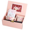 Ceramic Indigo Hana Smile Rice Bowl Teacup Handkerchief Gift Set