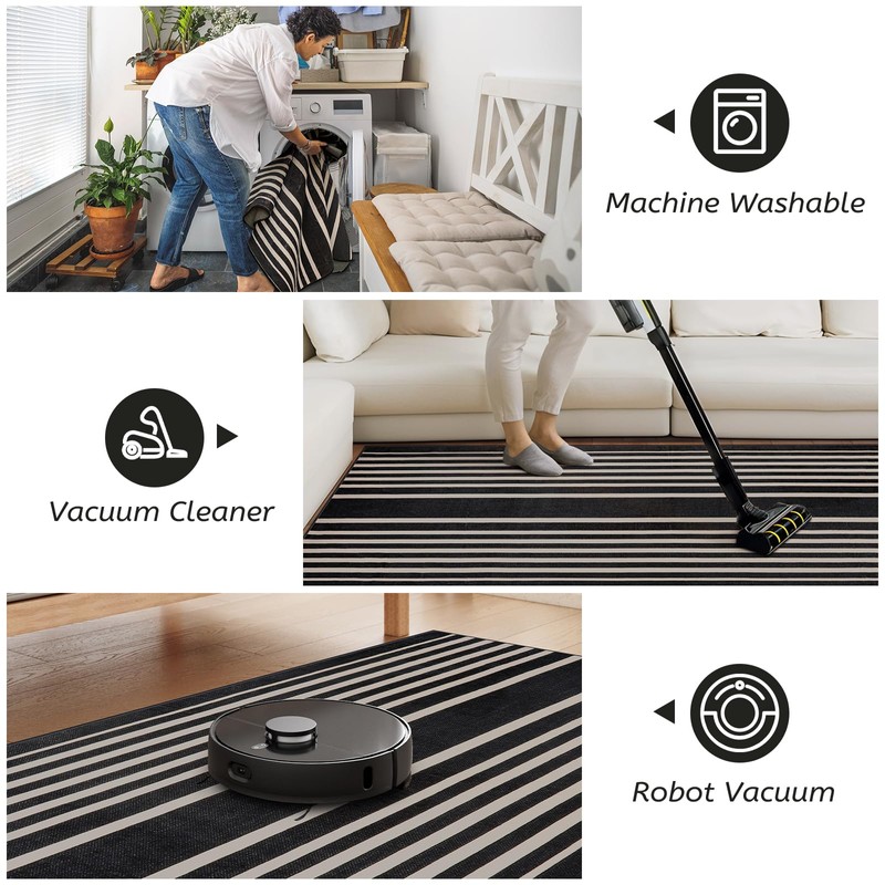 Beeiva Striped Runner Rug for Hallways, 2x6 Washable Runner for