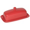 Now Designs Stoneware Rectangle Butter Dish with Lid, Red 4.5