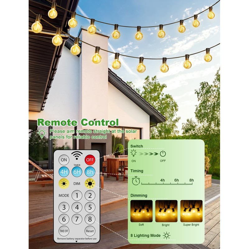 FIFlying Solar String Lights Outdoor 10.45M Solar Lights for Garden