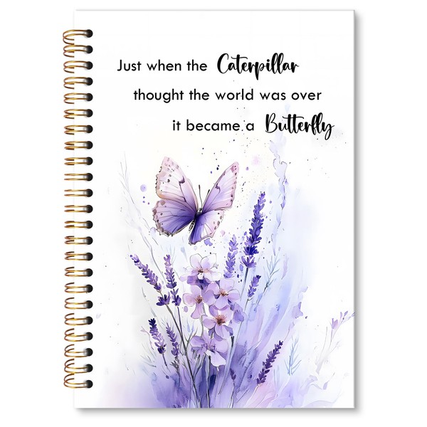 MONALET Purple Butterfly Inspirational A5 Spiral Notebook Gifts, Motivational Hardcover