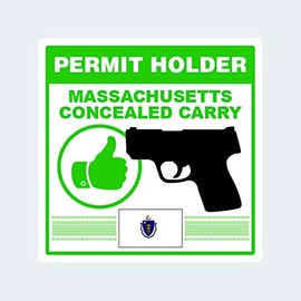 Massachusetts Concealed Carry Permit Holder Sticker Adhesive 2a permited v2 FA Vinyl - 4.00 wide