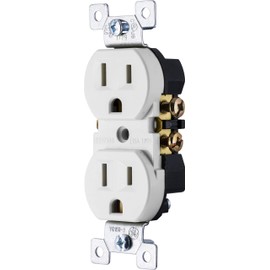 UltraPro GE Grounding Duplex Outlet, 3 Prong Electrical Socket, Easy Install, 15 Amp, UL Listed, White, 54309 GE In-Wall Receptacle, Standard