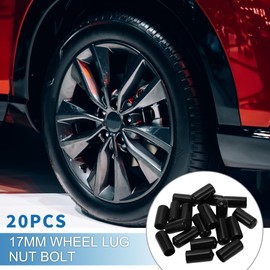 A ABSOPRO Wheel Lug Nut Bolt 17mm Rims Tire Nut Screws Dust Cap Cover Nut Protection PVC Black 20 Pcs