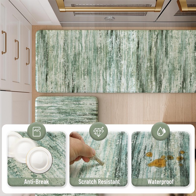 KIMODE Kitchen Mats Cushioned Anti Fatigue, Abstract Kitchen Rugs Sets