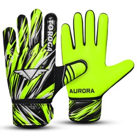 TOROGA Football Goalkeeper Gloves For Boys kids Children Youth Soccer Goalie Glove with Super Grip Palms (Fluorescent Yellow, 7)