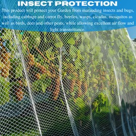 VBS - 40 Mesh Garden Mesh Netting Barrier - Garden Mesh Netting Kit, Fine Bug Netting for Garden, Insect Netting, Bug Netting, Insect Pest Barrier, Garden Netting (13' x 25')