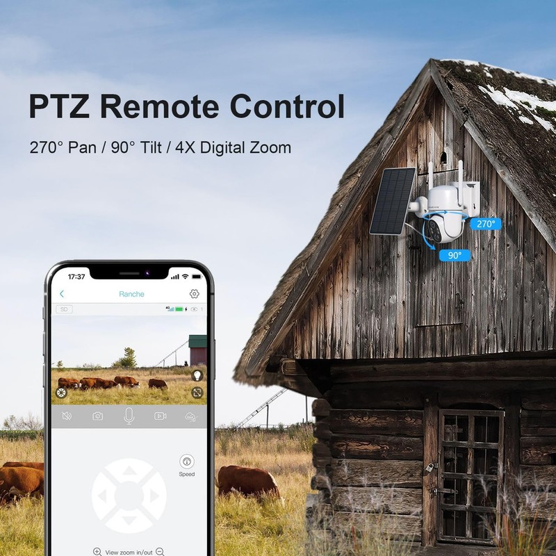 4G LTE Cellular Security Camera No Internet Needed, Solar No