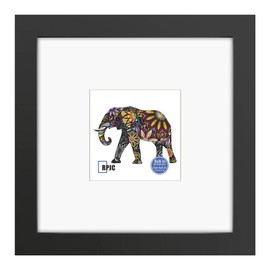 8x8 Soild Wood Picture Frame with High Definition Glass Display Pictures 4x4 with Mat or 8x8 Without Mat for Wall Mounting Hanging Photo Frame Black