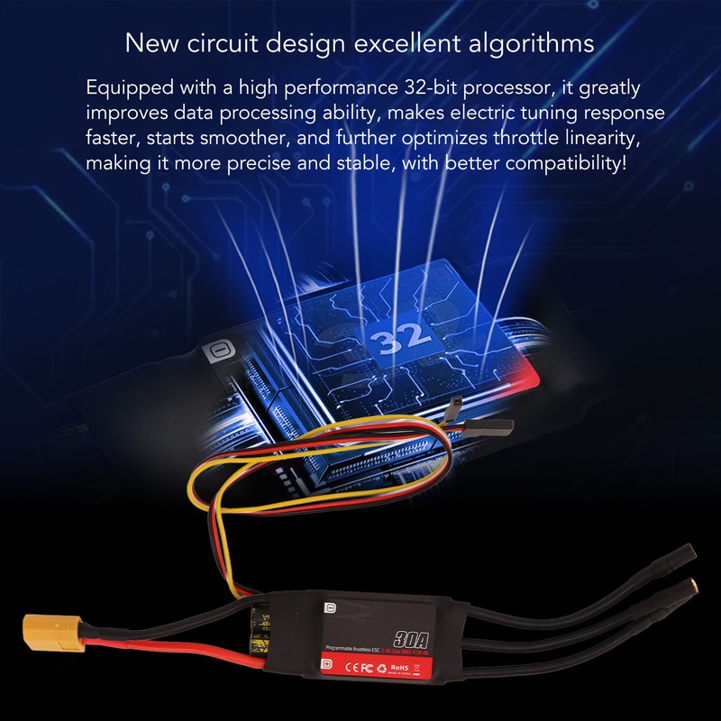 30A RC Aircraft ESC Programmable 5.5V 4A BEC 32bit Brushless