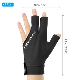 PATIKIL 3 Finger Pool Glove Left Hand, 2 Pcs Billiard Gloves, Black