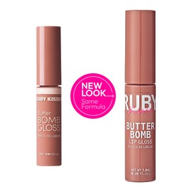 Ruby Kisses Lip Gloss Butter Bomb Gloss Non-Sticky Lip Gloss Vitamin E Natural Nude Lip Makeup -7.8mL (0.26 US fl.oz) (Nude)