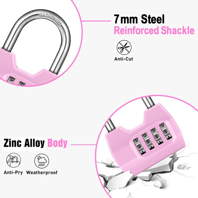 1 Pack disecu 4-Digit Combination Lock, Waterproof Outdoor Padlock for