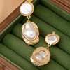 Chunky Gold Baroque Pearl Dangle Earrings for Women Vintage Pearl