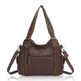 Angel Barcelo Purses and Handbags for Women Large Hobo Shoulder Bags Soft PU Leather Tote Bag Brown