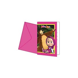 Procos 86562 Invitation Cards with Envelope Masha and Bear Pack of 6