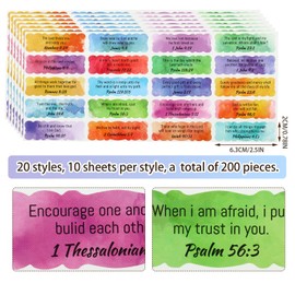 200 Pieces Scripture Inspirational Colorful Bible Verse Stickers Christian Planner Religious Motivational Journal Stickers Scalloped Edge Faith Decals for Bottle Laptop Present Tags