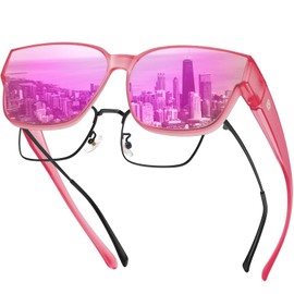 DUCO Polarized Fit Over Sunglasses for Men and Women, Trendy Square Glasses, Oversized Protection Wear Over Glasses