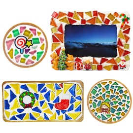 200g Assorted Colors Glass Mosaic Tiles Irregular Glitter Crystal Mosaic Stones Glass Pieces for Home Decoration or DIY Crafts(Bright)