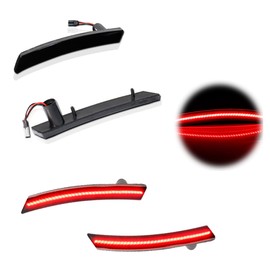 ADIIL Red Full LED Rear Bumper Side Marker Lights Assembly Smoked Lens Compatible With 2002-2008 MINI Cooper R50 R52 R53, Replace OEM Sidemarkers Lamps