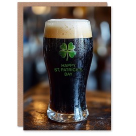 Artery8 St. Patrick's Day Card Raise A Pint Stout Blank For Him Or Her Art Greeting Card