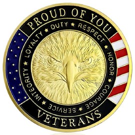 Veterans Coin Challenge Coin Military Veterans Creed Thank You for Your Service Appreciation Gift Collection for Navy, Army, Air Force, Marines Corps, & Coast Guard