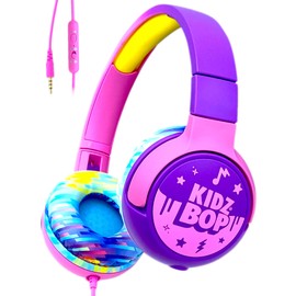 Move2Play Kidz Bop Wired Headphones for Kids | Microphone | 3.5mm Plug | Volume Limiting 85dB/94dB | Soft Pads | Adjustable | School Use | Gift 3 4 5 6 7 8+ Year Old Girls Boys Toddlers