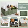 Remerry Sage Green Bathroom Countertop Organizer Caddy, Wicker-Like Divided Basket
