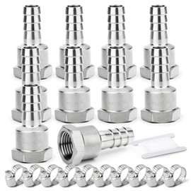 ERGAOBOY 10 Pcs Hose Barb Fittings, 8 MM Barb to 1/4 BSP Female BSP Fittings, 304 Stainless Steel Compression Fitting for Water, Industrial