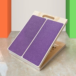 Adjustable Foot Incline Wooden Slant Board For Calf Stretching,440lb Capacity, Balance Velour Stretcher Ankle Stretch Knee Leg Boards Squats Wedge Exercise Pilates Fitness Portable Equipment (Purple)