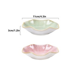 Nideen Set of 2 Ceramic Jewellery Trays, Jewellery Plates for Rings, Earrings, Bowls, Decorative Key Bowls (Pink, Light Green)