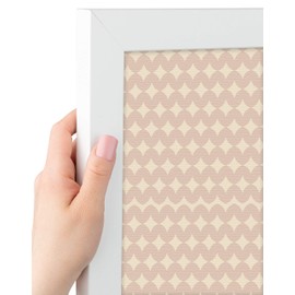 PinPix 15x13 Inch Cork Bulletin Board. This Decorative Framed Pin Board Comes with Light Pink Diamond Design and a Satin White Frame Frame. Ideal for Home Office Decor or Message Board (PinPix-294)
