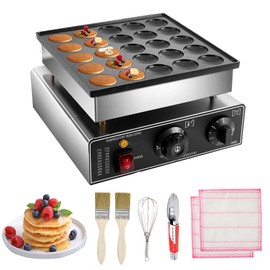 Mini Dutch Pancake Baker 25PCS, 110V Mini Pancake Poffertjes Machine 900W Electric Non-stick Pancake Maker, 12 Inches Commercial Muffin Maker Machine for Home Kitchen Restaurant Snack
