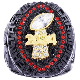 noblehead Fantasy Football Ring 2024| Heavy FFL Champion Ring | Gold Silver Tone Plated Award Trophy for Fantasy Football League Winner (twelve, size 14)