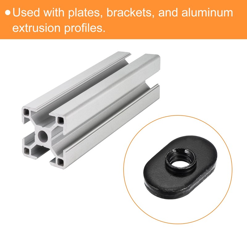 sourcing map Centered Hole Sliding T-Nuts, 25Pcs 1/4"-20 Carbon Steel