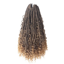 Niseyo 8 Packs Curly Ends Goddess Box Braids Crochet Hair 16 Inch Crochet Braids with Curly Ends Goddess Braid French Curl Braiding Hair (T27)