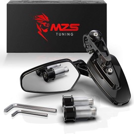 MZS Espejos de extremo de barra en forma de flecha, espejo retrovisor de 7/8 para motocicleta, vista lateral en manillar hueco, negro, compatible con bicicleta de calle, moto deportiva, crucero