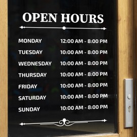 Custom Business Hours Window Decal - Open Hours Sign for Store or Office - Vinyl Store Hours Decal for Door, Window - Waterproof Business Hours Sign - Customizable Window Sign for Business