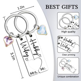 MOEXUKO Wedding Gifts for Newlyweds Hubby and Wifey Keychain Mr and Mrs Gifts for Bride Groom Bridal Shower Gift for Bride Newly Wed Gift for The Couple Engagement Anniversary Wedding Shower Keyring